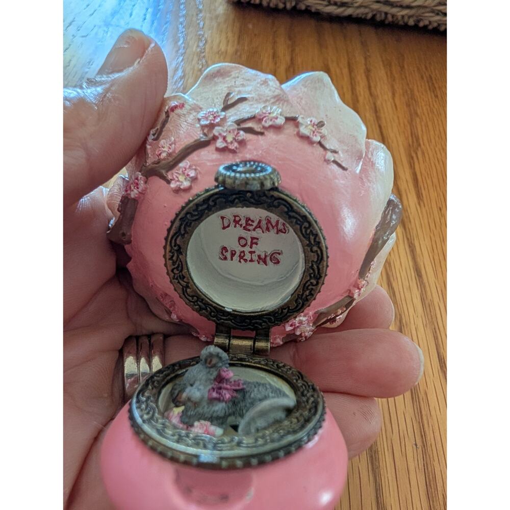 Boyds Bears & Friends Dreams of Spring Mouse Hinged Trinket Box Pink Floral - Picture 5 of 9